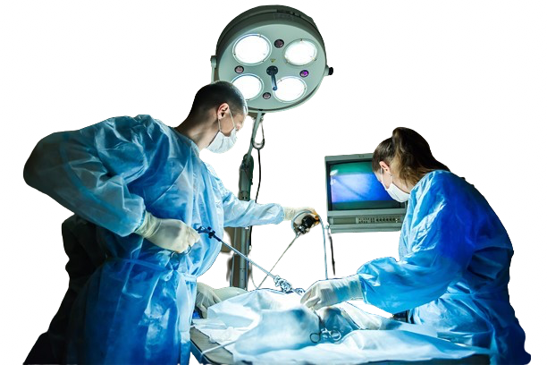 Laparoscopic Surgery Team Operating